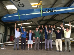 The gang just checking that the new winch is working in the hanger to hold the K8